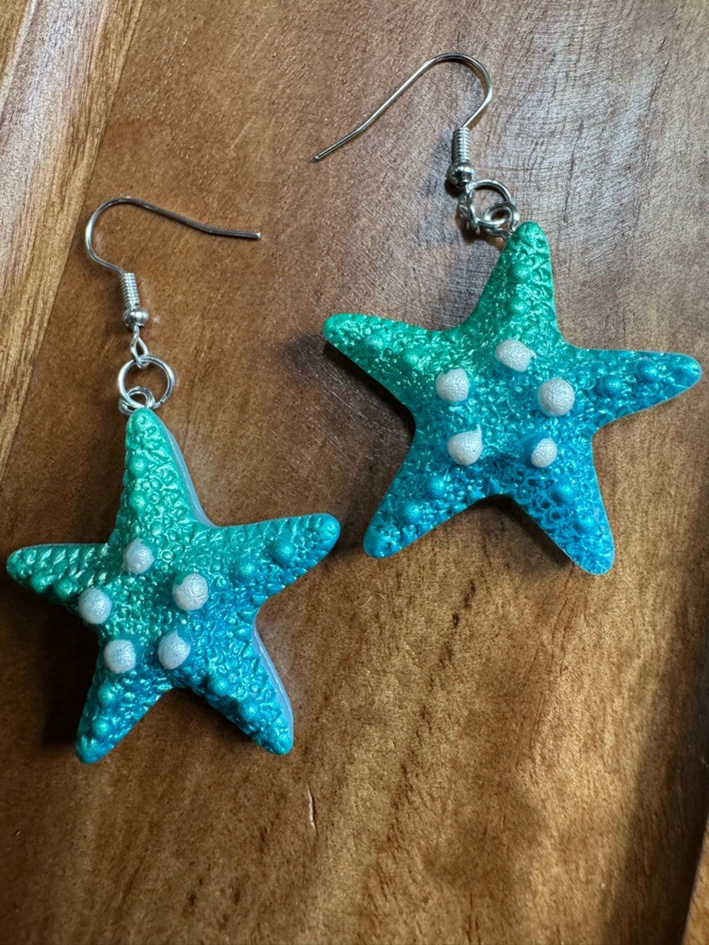 Starfish Drop Earrings in Teal and Turquoise Silver Tone Beach Jewelry Set